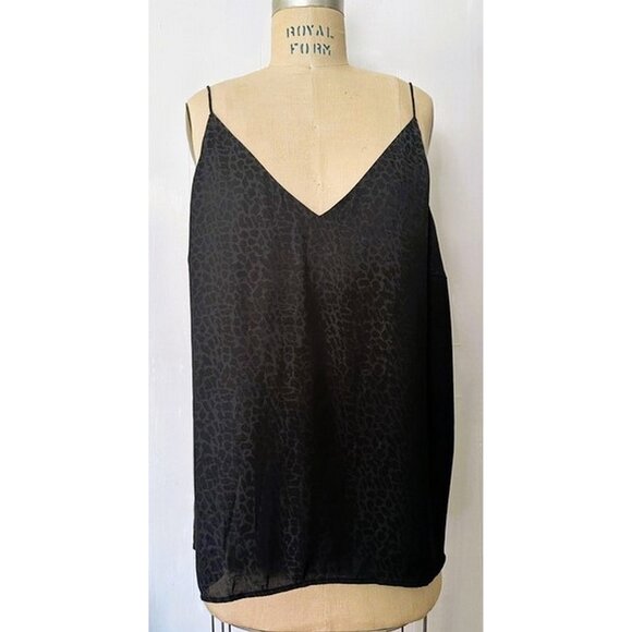 H&M BLACK LEOPARD PRINT V-NECK SPAGHETTI STRAP SILKY CAMISOLE 16 NWT - Picture 1 of 9